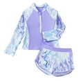 thumbnail image 1 of Trendfront Girls Swimsuit 2 Piece Bathing Suit Rainbow Pattern Rash Guard Separate Skirt Bottoms Swimwear, 1 of 7