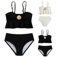 thumbnail image 1 of Trendfront Girls Swimsuit 2 Piece Bathing Suit Solid Color Plain Cami Vest Strap Top Ruffle Flounce Sea Shell Match Sets Swimwear, 1 of 7