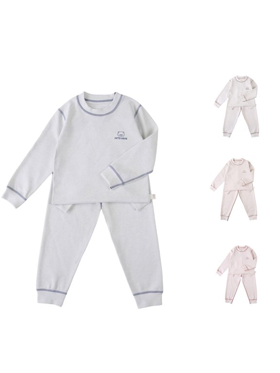 Girls Thic Breathable Comfort Clothing Sets Long Sleeve 2 Piece Suit Crewneck Top & Long Pants Thermal Lounge Wear Fall Winter Outfits