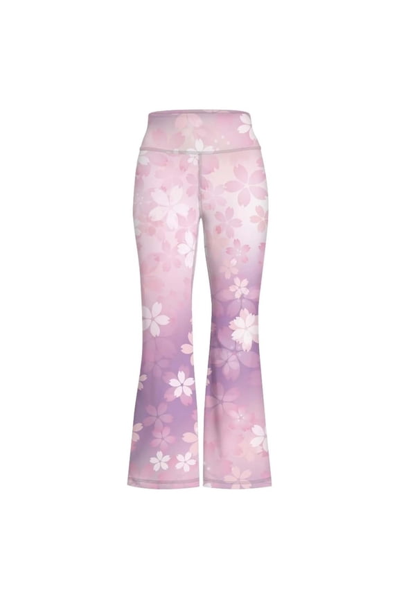 Girls Wide Leg Pants Beautiful Floral Gradient Color Active Long Sport Slacks Fashion Bell Bottom Flare Kids Casual Trousers Age 3-14Y