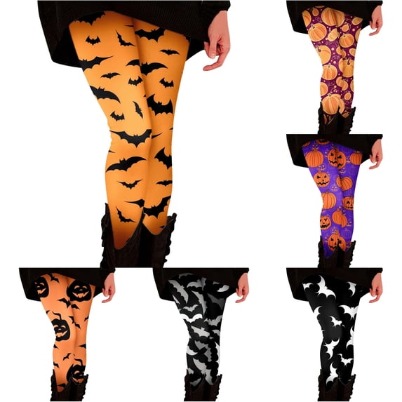 Trendfront Halloween Leggings for Women Bat Print Full Length Fitted Casual Party Pants Bottoms