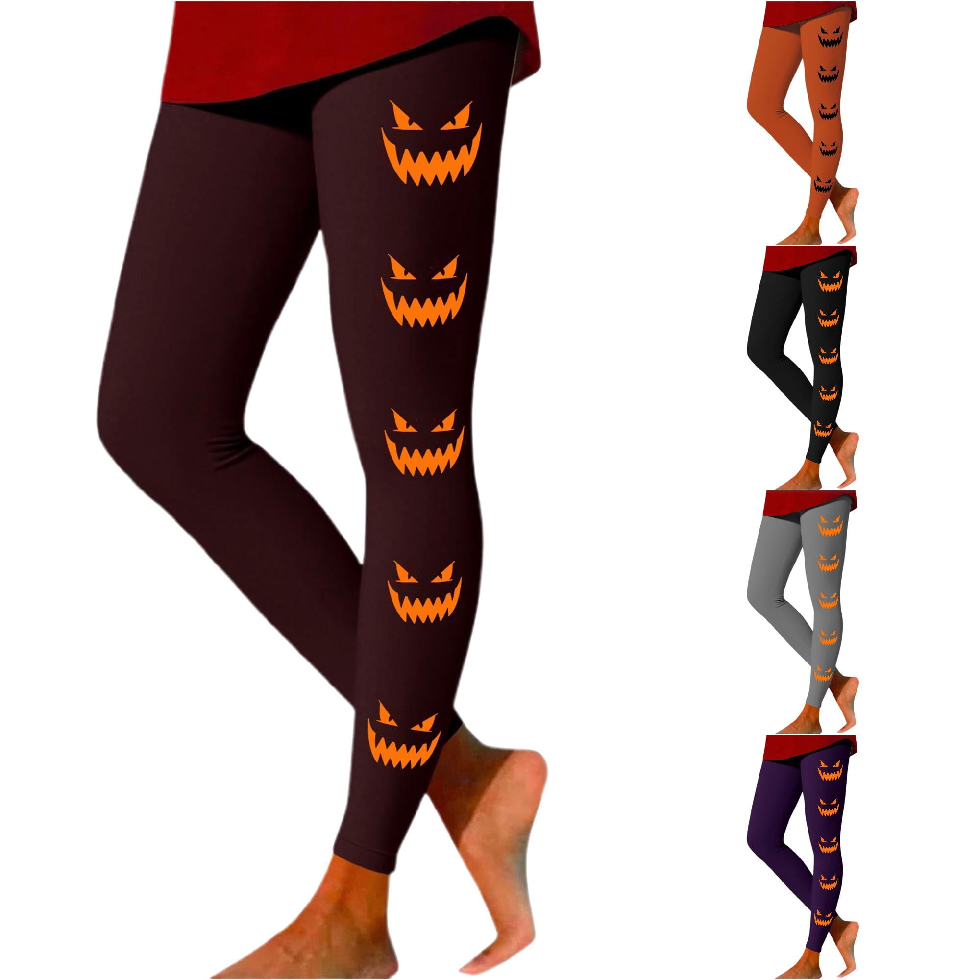Sharp Tooth Trendfront Halloween Leggings for Women Sharp Tooth Pumpkin Face ...