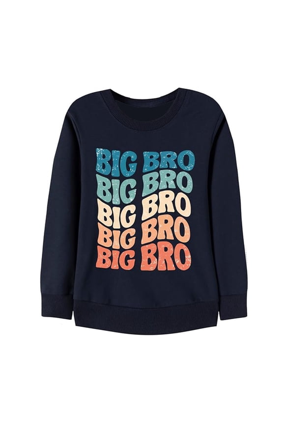 Kids Crewneck Sweatshirts Vintage Big Bro Letter Graphic Long Sleeve Casual Loose Fit Fall Winter Pullover Tops