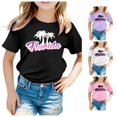 thumbnail image 1 of Trendfront Kids Florida Shirts Hawaiian Style Letter Print Summer Casual Vacation Crewneck Short Sleeve T-Shirts Travel Souvenir Clothing, 1 of 4