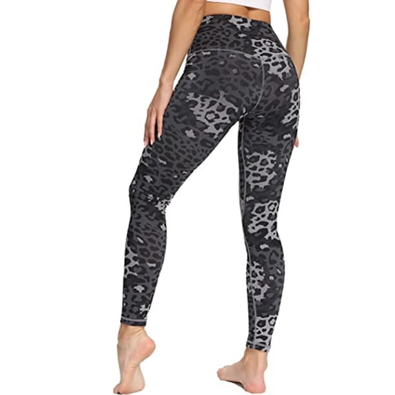Trendfront Leopard Yoga Leggings for Women High Waist Full Length Animal Print Fitted Athletic Style Casual Pants