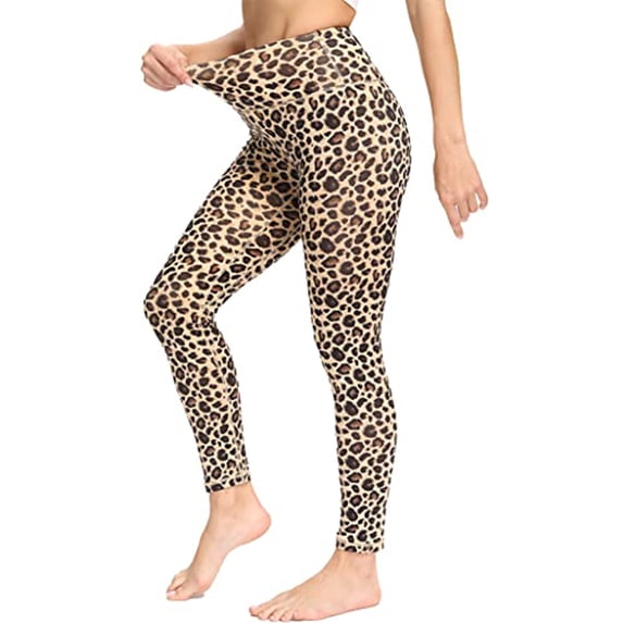 Trendfront Leopard Yoga Leggings for Women High Waist Full Length Animal Print Fitted Athletic Style Casual Pants