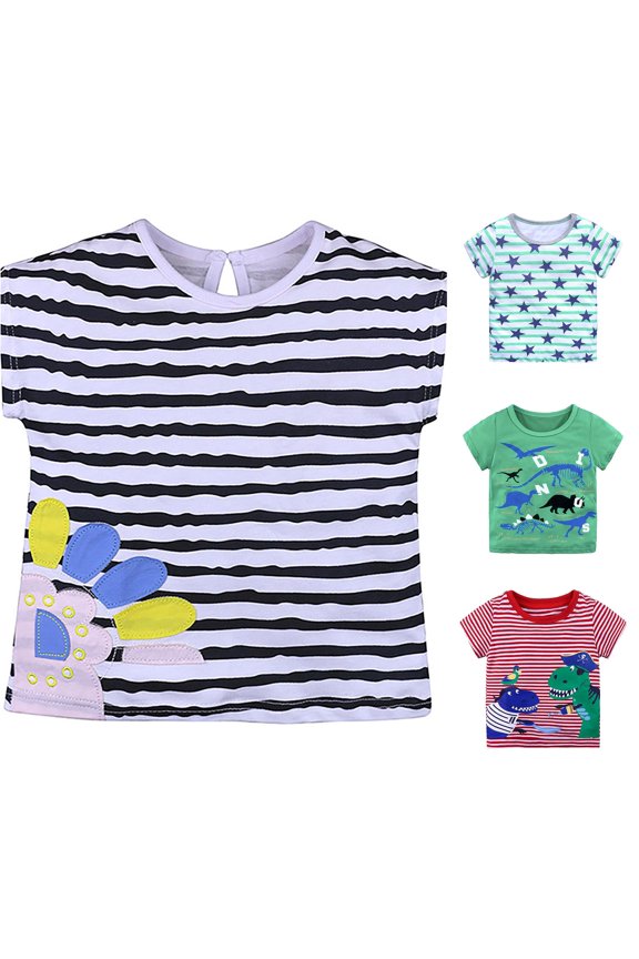 Little Boys Roaring Dinosaur Tops Creative Graphic Print Short Sleeve Tee Basic Versatile Classic Casual Everyday T Shirts