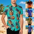 thumbnail image 1 of Trendfront Mens Hawaiian Pineapple Print Shirts Summer Collared Short Sleeve Tops Fruit Graphic Casual Beach Button Down, 1 of 5