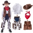 thumbnail image 1 of Trendfront Toddler Boys Cowboy Outfits Collared Long-Sleeve Shirt Vest and Pants Western Character Roleplay Performance Suit, 1 of 7