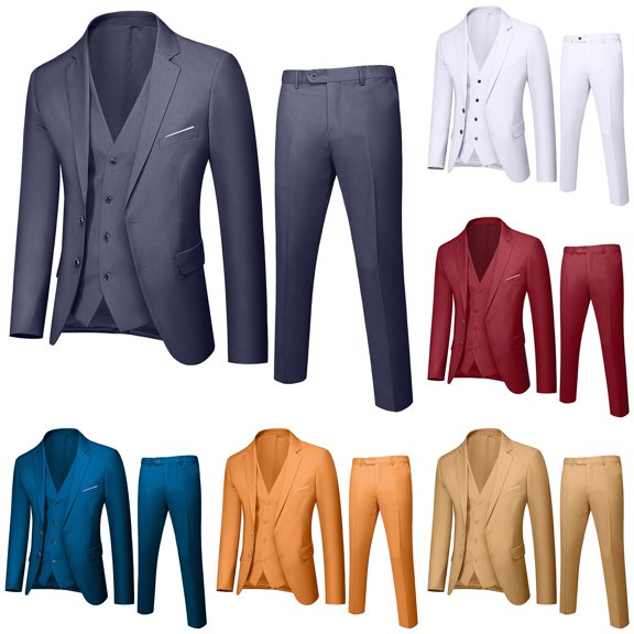 Trendfront Toddler Boys Dress Clothes Collared Long Sleeve Suit Coat Vest and Dress Pants Piano Show Presentation Attire 3 Piece Set