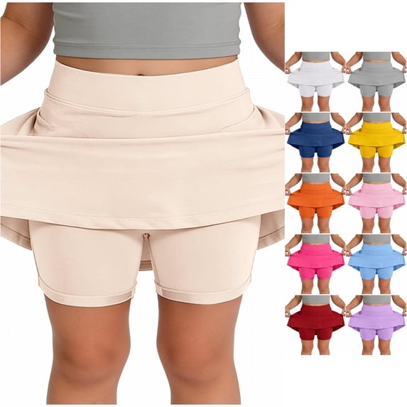 Trendfront Toddler Girls Athletic Skort with Inner Shorts Active Skirt Mini Sleeveless High Waist Tennis Running Outfits