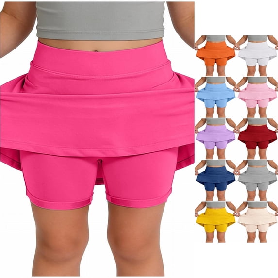 Trendfront Toddler Girls Athletic Skort with Inner Shorts Active Skirt Mini Sleeveless High Waist Tennis Running Outfits