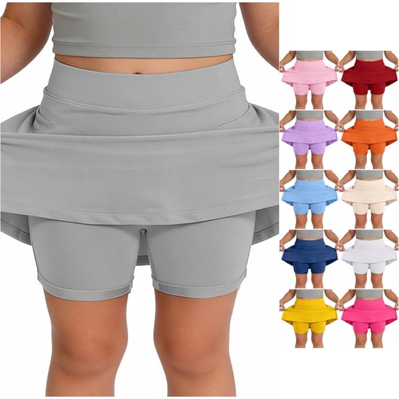 Trendfront Toddler Girls Athletic Skort with Inner Shorts Active Skirt Mini Sleeveless High Waist Tennis Running Outfits