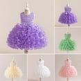 thumbnail image 1 of Trendfront Toddler Girls Ball Gown Cupcake Dress Mid-Length Sleeveless Crew Neck Heart Lace Motif Bow Decor Multi Layered Ruffle Tutu Skirt, 1 of 10