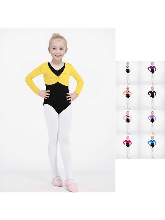 Toddler Girls Dance Tops Shrug V Neck Long Sleeve Outwear Active Ballet Practice Performance Wardrobe Thin Jacket Tee Leotard Gear T-Shirt