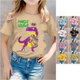 thumbnail image 1 of Trendfront Toddler Girls Fashion T-Shirt Cute Cartoon Tyrannosaurus T-Rex Dinosaur Graphic Print Casual Crewneck Short Sleeve Tee Pullover Shirt Summer Daywear Tops, 1 of 5