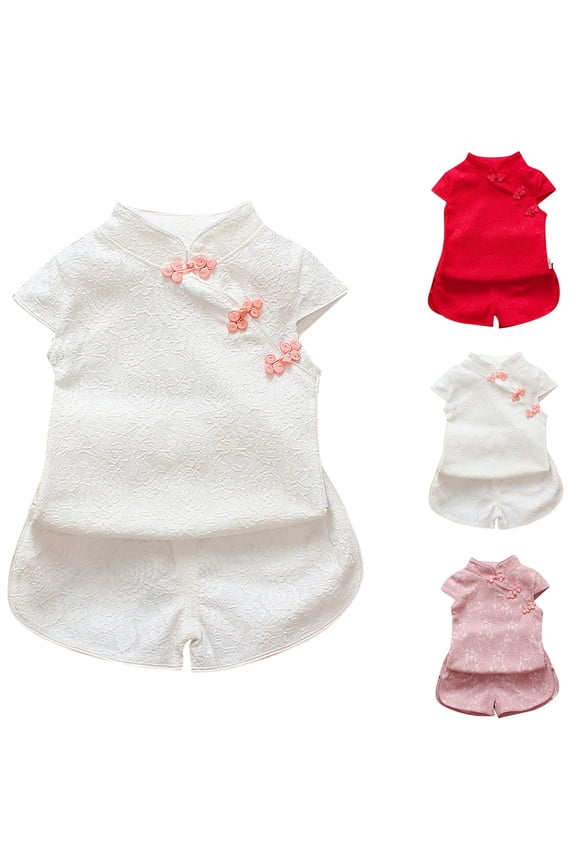 Toddler Girls Shift Dress Mini Short Sleeve Collared Floral Lace Button Decor Twofer Set Holiday Outfits Party