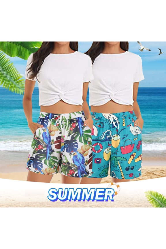 Women's Graphic Printed Casual Beach Shorts Elastic Waist with Pockets Summer Vacation Everyday Bottoms