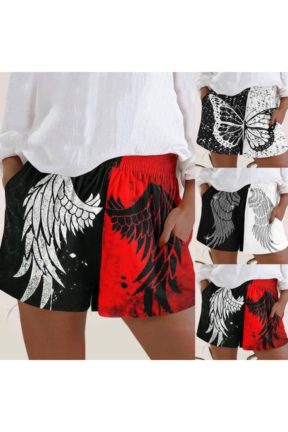 Women's Graphic Printed Loose Fit Beach Shorts Elastic Waist with Pockets Casual Summer Vacation Bottoms