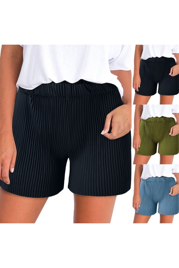 Women's High Waisted Elastic Waist Rolled Hem Beach Hotpants Casual Summer Vacation Everyday Bottoms