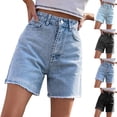 thumbnail image 1 of Trendfront Women's High Waisted Slim Fit Denim Style Shorts Casual Summer Fashion Versatile Everyday Wear Bottoms, 1 of 6