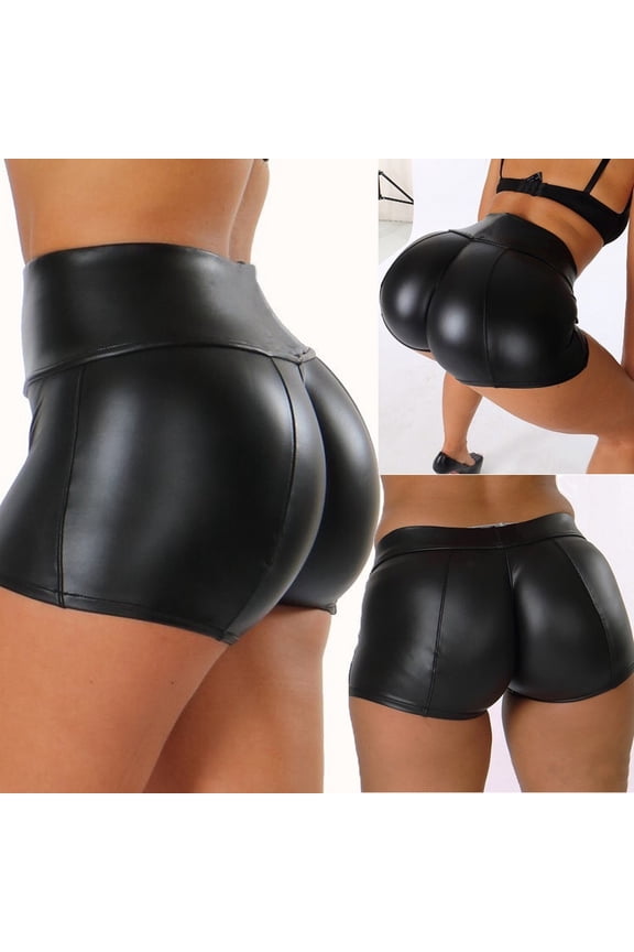 Women's High Waisted Solid Color Leather Hotpants Slim Fit Fashion Night Out Clubwear Bottoms