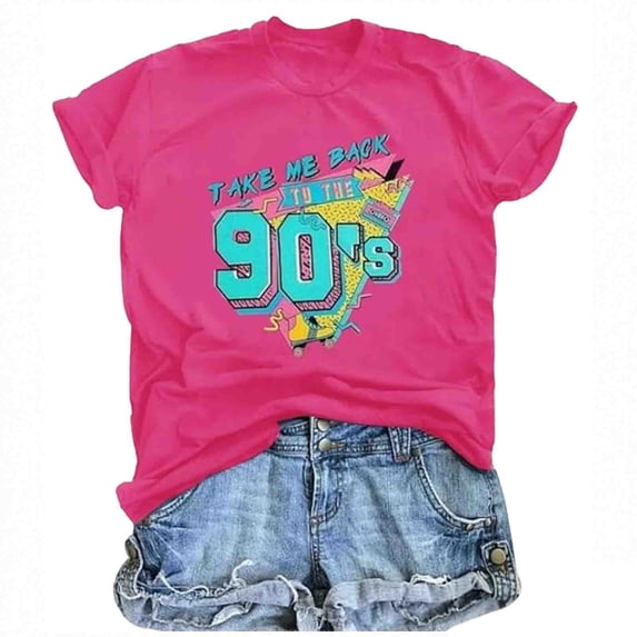 Trendfront Womens 90s T Shirt Take Me Back Retro Graphic Crewneck Short Sleeves Casual Decade Party Tee Top
