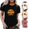 thumbnail image 1 of Trendfront Womens Amarillo T Shirt Western Horse Rider Sunset Print Short Sleeve Crew Neck Country Graphic Tees, 1 of 4