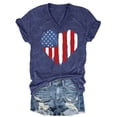 thumbnail image 1 of Trendfront Womens American Flag Heart Graphic T Shirts V Neck Short Sleeve Patriotic 4th Of July 250th Anniversary Casual Tee Tops, 1 of 3