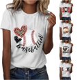 thumbnail image 1 of Trendfront Womens Baseball Love Graphic T Shirts Crewneck Short Sleeve Sports Heart Print Casual Summer Tee Tops, 1 of 4