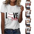 thumbnail image 1 of Trendfront Womens Baseball Love Graphic T Shirts Crewneck Short Sleeve Sports Heart Print Casual Summer Tee Tops, 1 of 4
