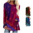 thumbnail image 1 of Trendfront Womens Boho Print Tunic Tops Crewneck Long Sleeve Colorful Pattern Loose Fit Casual Shirts, 1 of 5