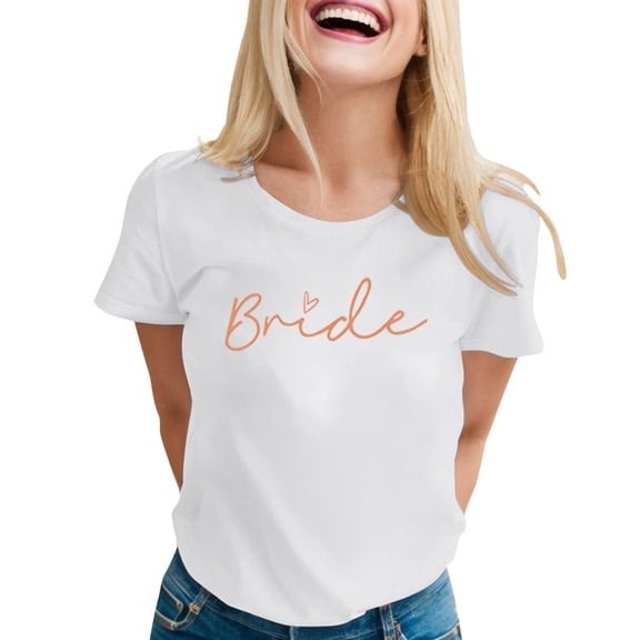Trendfront Womens Bride T Shirts Short Sleeve Crewneck Elegant Script Graphic Tee Party Bridal Shower Gifts Wedding Outfits