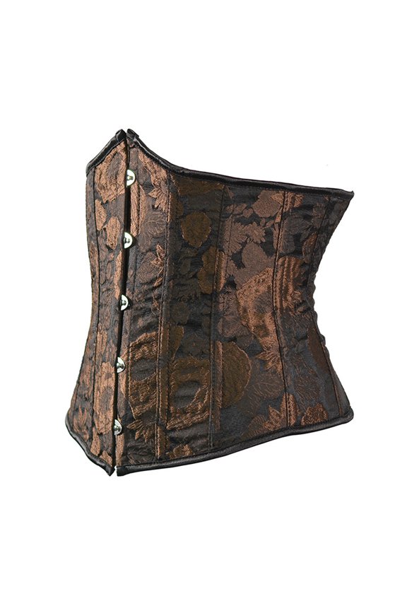 Womens Bustier Style Floral Pattern Jacquard Corset Front Hook Closure Shaping Belt Tummy Control Waist Cincher