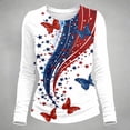 thumbnail image 1 of Trendfront Womens Butterfly Print Tops 4th of July Independence Day Casual Fashion T-Shirt Crewneck Long Sleeve Holiday Tee, 1 of 3