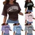 thumbnail image 1 of Trendfront Womens California Graphic T Shirt Letter Print Varsity College Style Crewneck Short Sleeve Tee Retro Casual Streetwear Summer Tops, 1 of 4