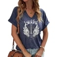 thumbnail image 1 of Trendfront Womens Country Music Tee Beautiful Crazy Guitar Wings Graphic T Shirt V Neck Short Sleeve Concert Tour Casual Tops, 1 of 3
