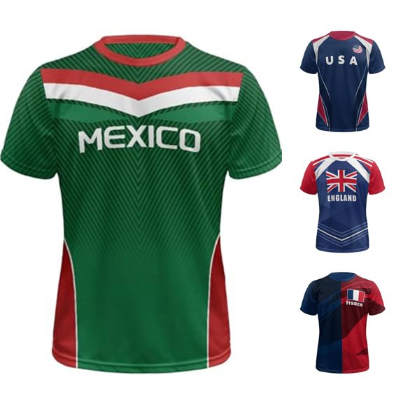 Trendfront Womens Country Pride Soccer Jersey Crewneck Short Sleeve Flag Letter Graphic Football Fan Match Day Athletic Tee Tops