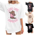 thumbnail image 1 of Trendfront Womens Cowgirl Graphic T Shirts Crewneck Short Sleeve Western Boots Hat Print Country Concert Casual Oversized Tee Tops, 1 of 4