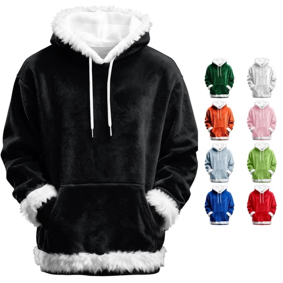 Trendfront Womens Cozy Winter Hoodie Long Sleeve Plush Drawstring Kangaroo Pocket Pullover Top Hooded Hooded Sweatshirt