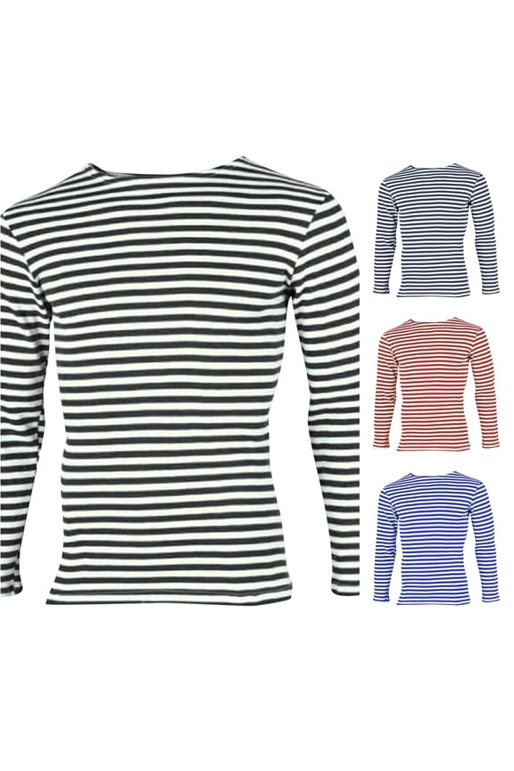 Womens Crew Neck Long Sleeve Tee Classic Striped T Shirts Basic Nautical Style Work Lightweight Tops Soft Comfort Tee