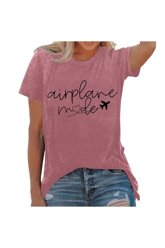 Womens Crew Neck Short Sleeve T Shirts Solid Color Loose Fit Top Casual Relaxed Tee Summer Workout Apparel