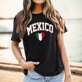 thumbnail image 1 of Trendfront Womens Crewneck Mexico Letter Heart Graphic Tee Short Sleeve T Shirts Basic Everyday Casual Travel Souvenir Top, 1 of 3