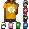 thumbnail image 1 of Trendfront Womens Cute Daisy Floral T-Shirts Crewneck Short Sleeve Regular Fit Graphic Tunics Vintage Casual Summer Tee for Women, 1 of 4