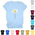 thumbnail image 1 of Trendfront Womens Daisy T-Shirt Flower Graphic Print Tee Crewneck Short Sleeve Summer Loose Fit Casual Pullover Daily Classic Tops, 1 of 8