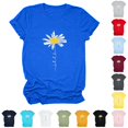thumbnail image 1 of Trendfront Womens Daisy T-Shirt Flower Graphic Print Tee Crewneck Short Sleeve Summer Loose Fit Casual Pullover Daily Classic Tops, 1 of 8