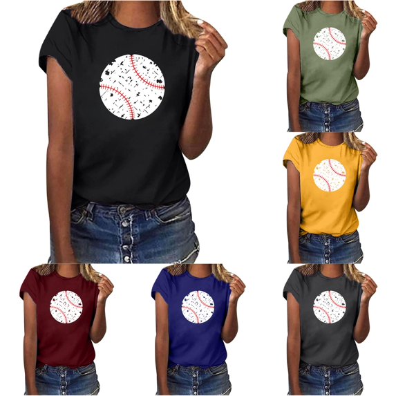 Trendfront Womens Distressed Baseball Graphic Tee Sports T Shirt Crewneck Short Sleeve Softball Game Day Fan Gifts Summer Casual Tops