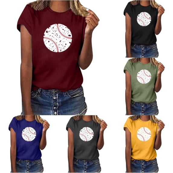 Trendfront Womens Distressed Baseball Graphic Tee Sports T Shirt Crewneck Short Sleeve Softball Game Day Fan Gifts Summer Casual Tops