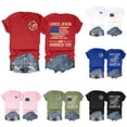 thumbnail image 1 of Trendfront Womens Double Sided T-Shirt 4th Of July Crewneck Short Sleeve Loves Jesus And America Too Tee Distressed Flag Printed 250th Anniversary USA Pullover Tops, 1 of 4