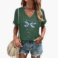 thumbnail image 1 of Trendfront Womens Dragonfly Graphic T Shirts Pattern Print V Neck Casual Short Sleeve Loose Fit Tops Trendy Fashion Tee Pullover Daily Clothes, 1 of 4